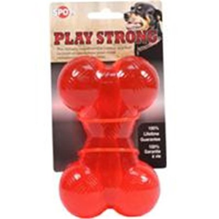 ETHICAL DOG Play Strong Rubber Bone Dog Toy Red Medium 054004